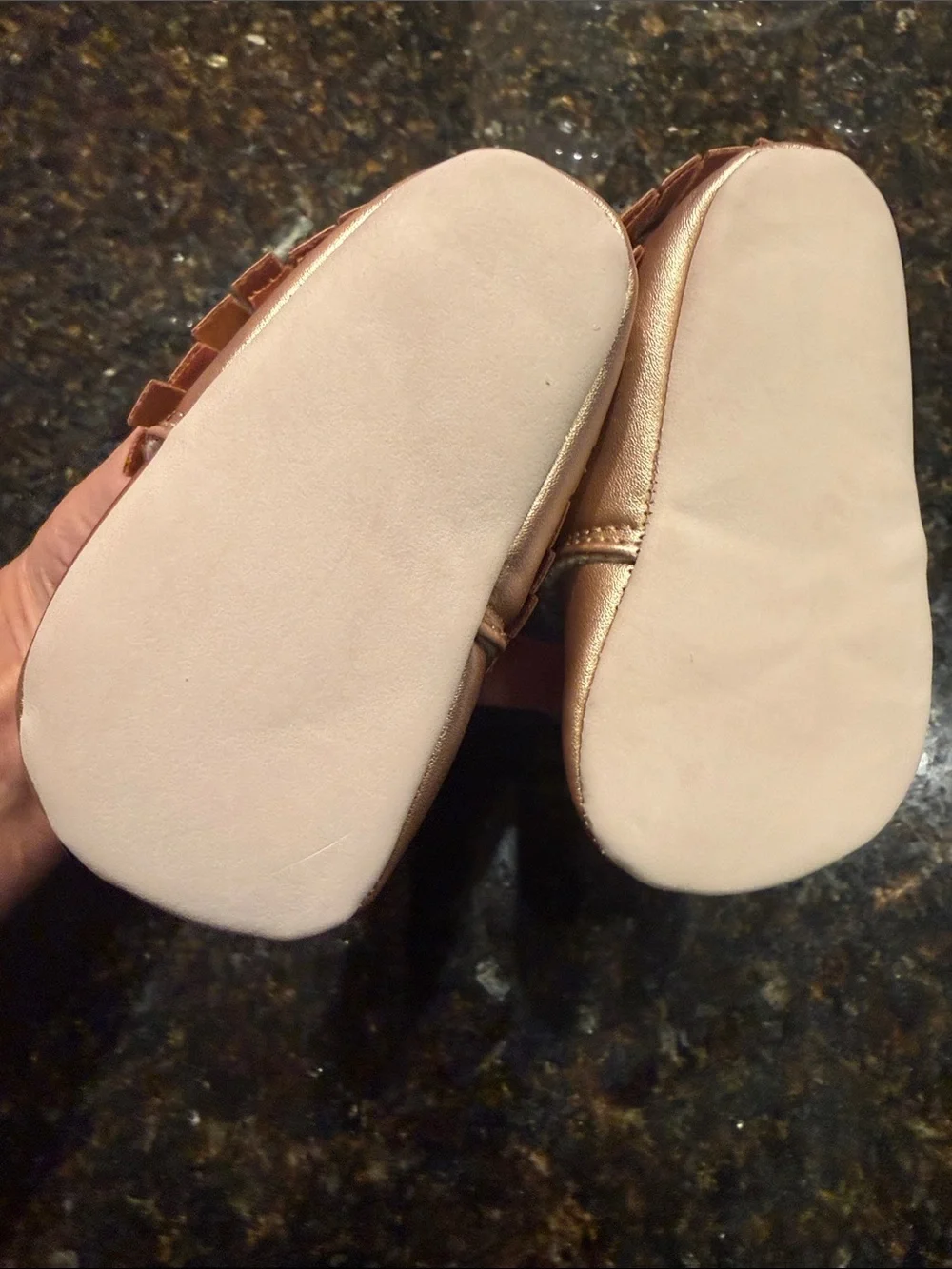 Baby Bow Toddler Shoes in Rose Gold - Soft Slip-On Kids Shoes Metallic BRAND NEW